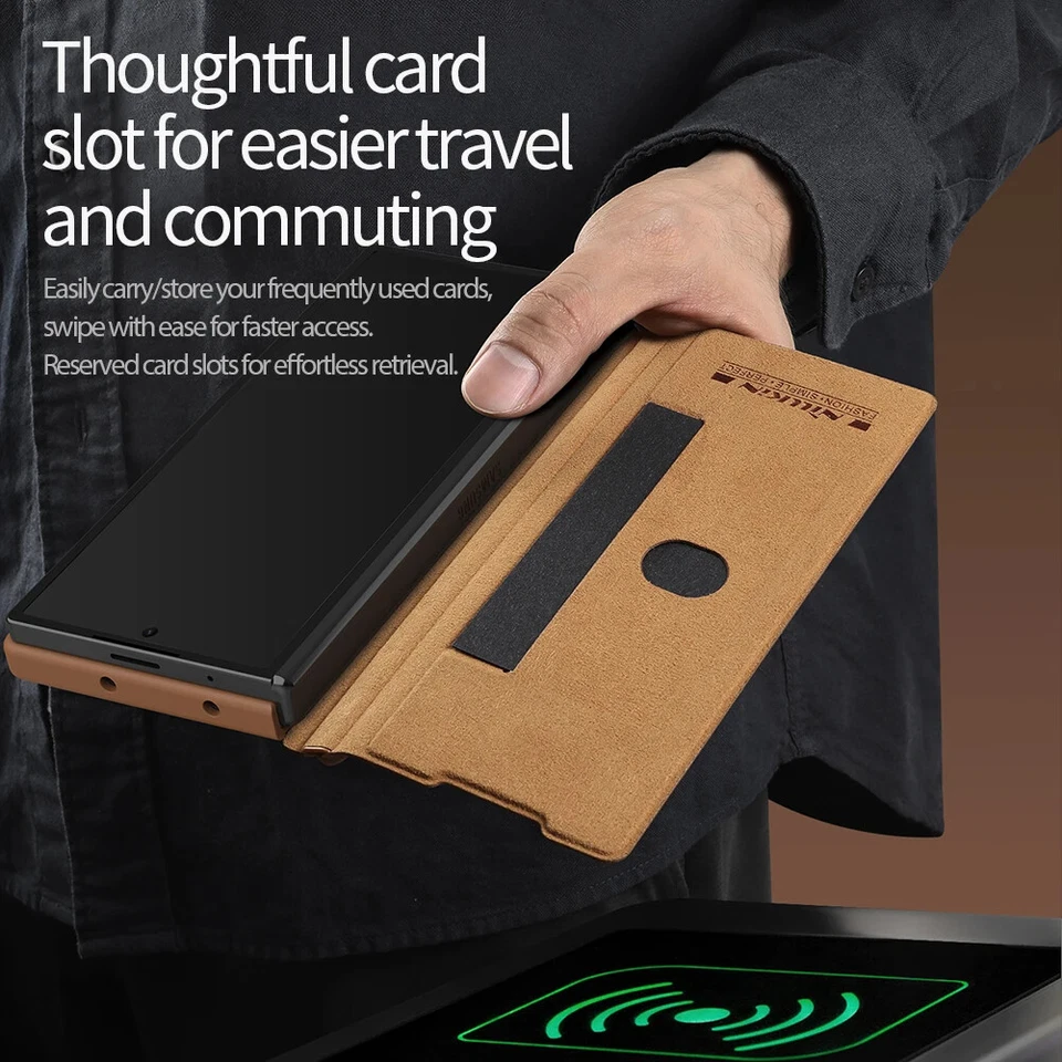 NILLKIN Para Samsung Galaxy Z Plegable 6 5 Estuche Abatible Cuero Cubierta Deslizable Soporte S-Pen Foto 4 de 4