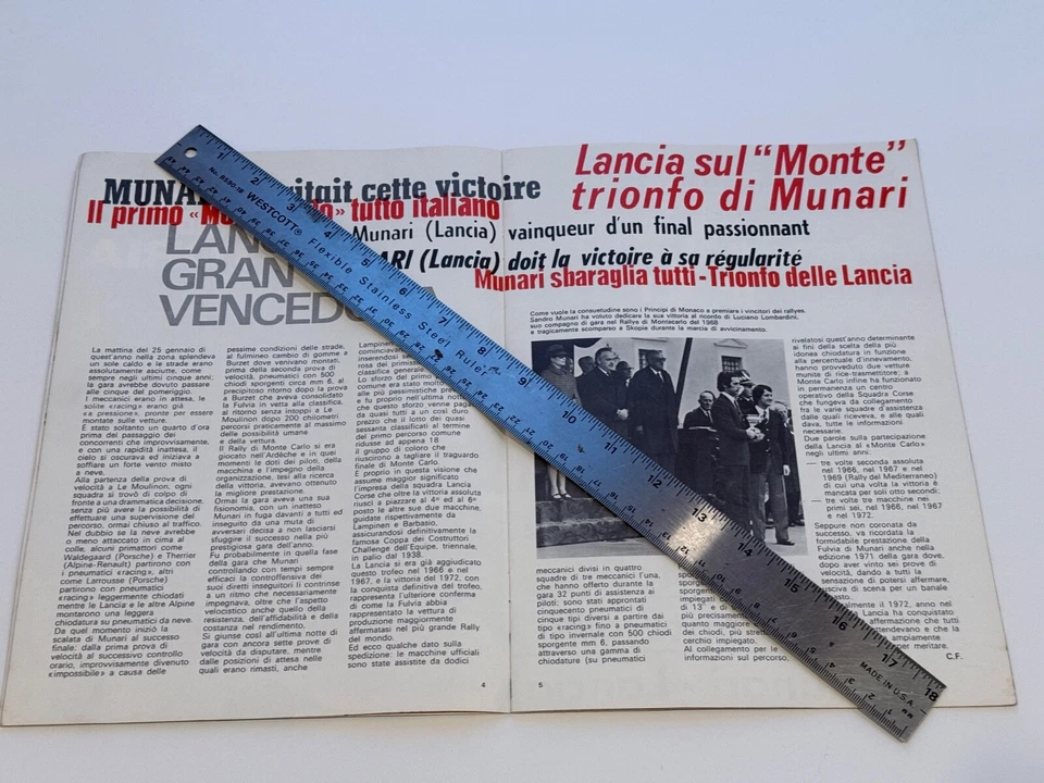 FOLHETO ORIGINAL MUNARI LANCIA FULVIA HP 1972 RALLY MONTECARLO impresso 1972 - Imagem 4 de 4