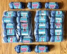 25 skein lot Bernat Miami Ribbon Yarn, Color #34130 Sailor Blue, SAME DYE LOT