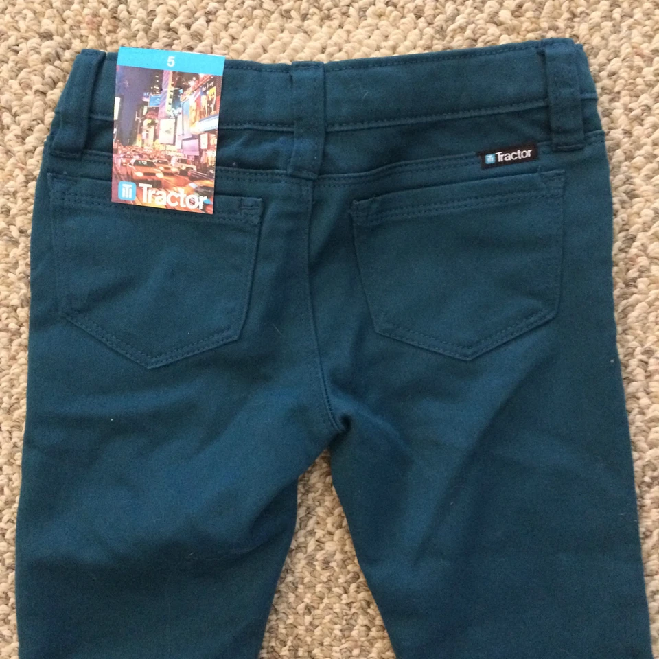 Pantalones de mezclilla elásticos ajustados TRACTOR para niñas talla 5 azul azulado aguamarina 63280 Foto 3 de 4