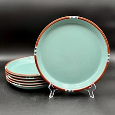Dansk MESA TURQUOISE Southwest Stoneware 10.5" Dinner Plates SET/6 Japan VTG
