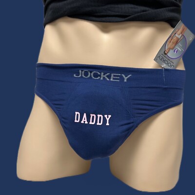 H.E.Arts DADDY logo custom print Jockey men blue formfit modal thong underwear