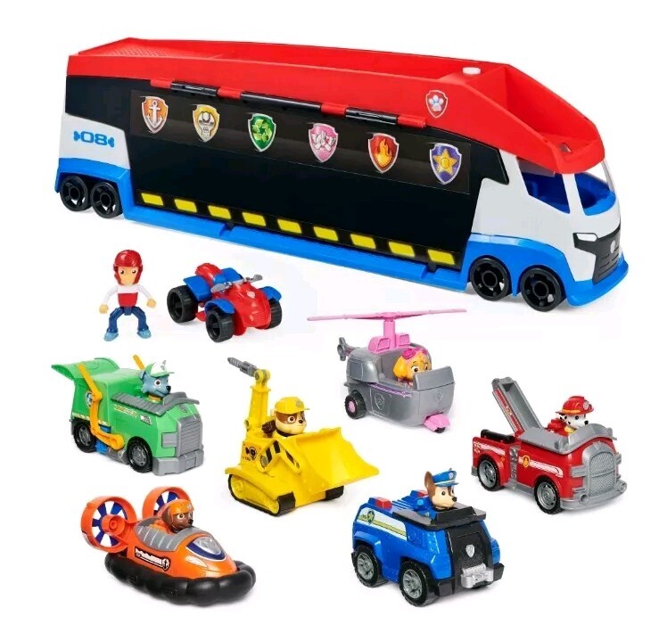 PAW PATROL チームポリスクルーザー フィギュア付き Amazon.com: PAW Patrol Team Cruiser, Large Scale Vehicle