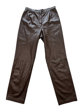 Mixit Leather Pants Womens 10 Brown Straight Bootcut Vintage 28x31 High Rise 90s