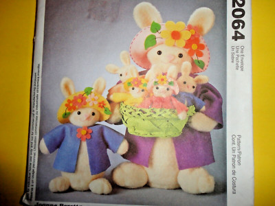 McCall's Easter Buuny Family 20'' Mamma 11'' Girl & Baby Bunny Pattern #2064 UNCUT