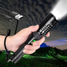 Super-Bright LED Tactical Flashlight Zoomable With Rechargeable Battery