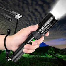 Super-Bright LED  Tactical Flashlight Zoomable  With Rechargeable Battery