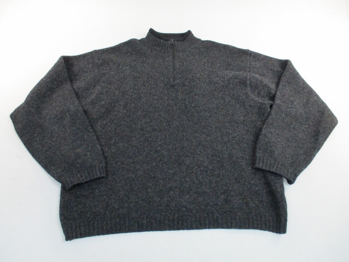Woolrich Sweater Mens XL Gray Quarter Zip Pullover Wool Outdoor