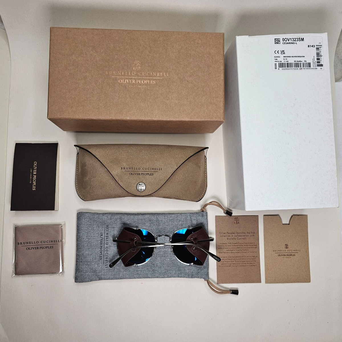 Oliver Peoples Sunglasses Cesarino-L Silver Green Side Shields OV