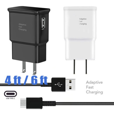 Fast Wall Charger Plug USB Type C Cable For Samsung Galaxy S20 S8 S9 S10 Note