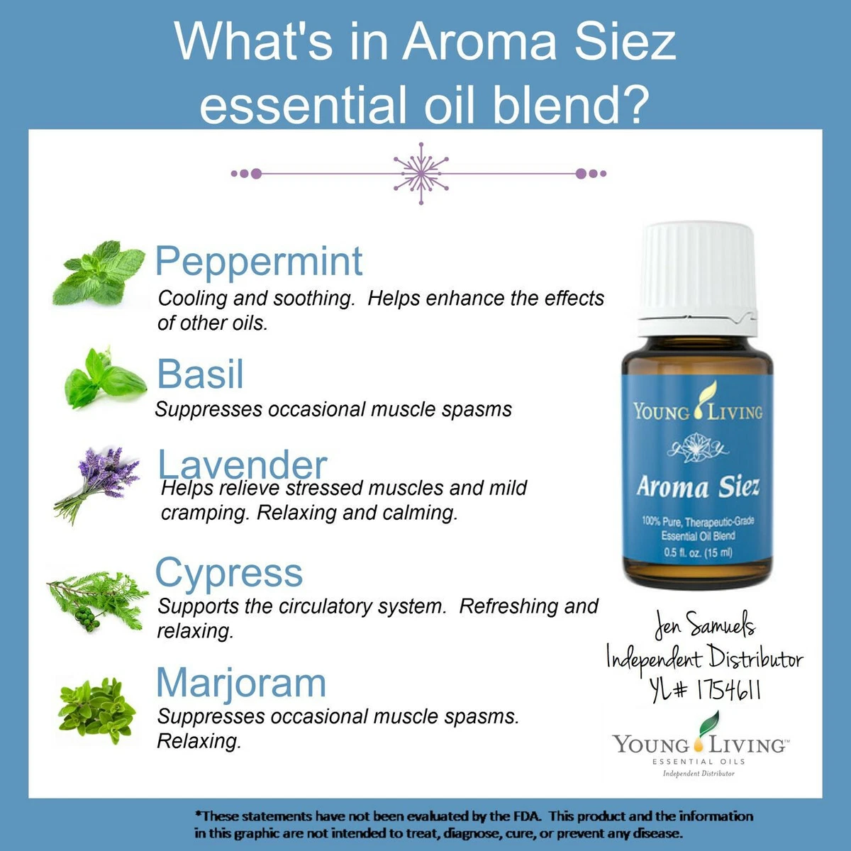 Aroma Siez 15ml Young Living Essential Oils Blend Support Muscle Body Discomfort