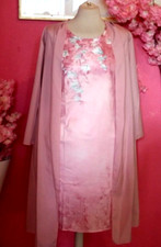 WOMEN PLUS SIZE PINK FLORAL MIDI DRESS WITH LONG CARDIGAN ASSORTED ( SIZE L )