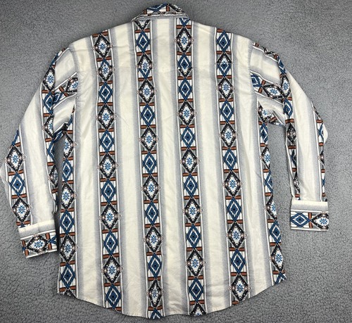 Wrangler Western Shirt Mens 2XL Tall Southwestern Aztec Pearl Snap 2XLT Cowboy - Imagen 12 de 14