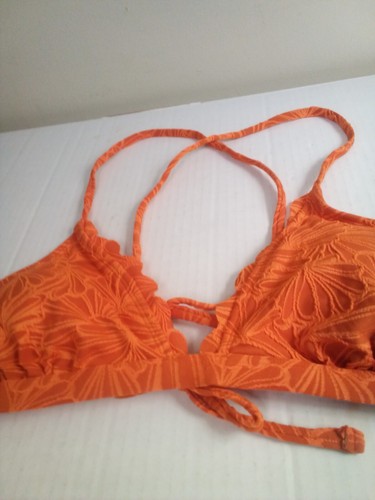 Cupshe Bikini Top Women XL Padded Cups Textured Scallop Trim Orange - Picture 4 of 13