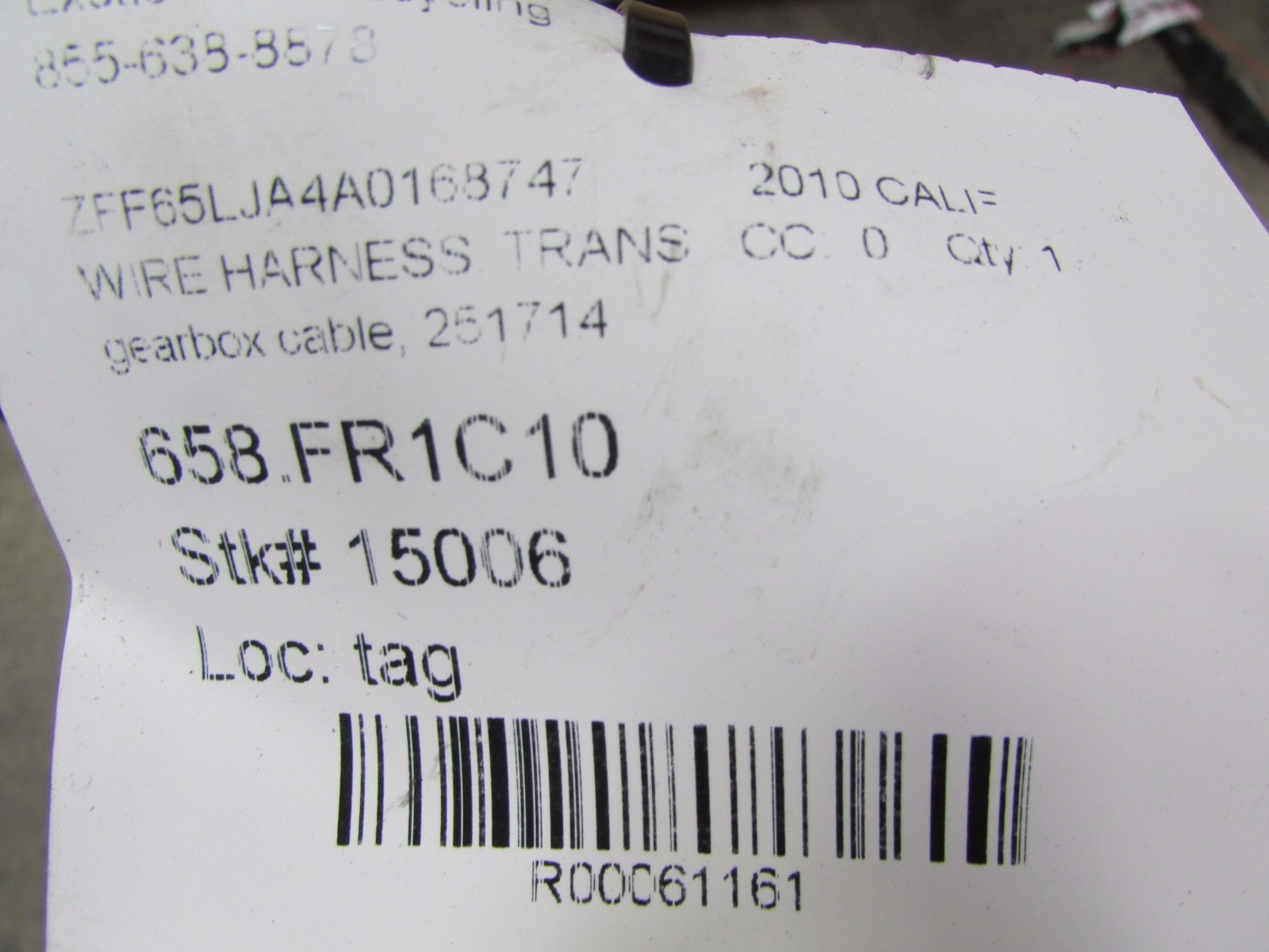 Ferrari California, DCT Gearbox Cable, Wire Harness, Used, P/N 251714