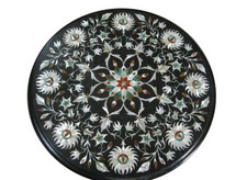 12 " Marmo Nero Laterale Table Top Pietra Dura Inlay Casa e Giardino Decorazione