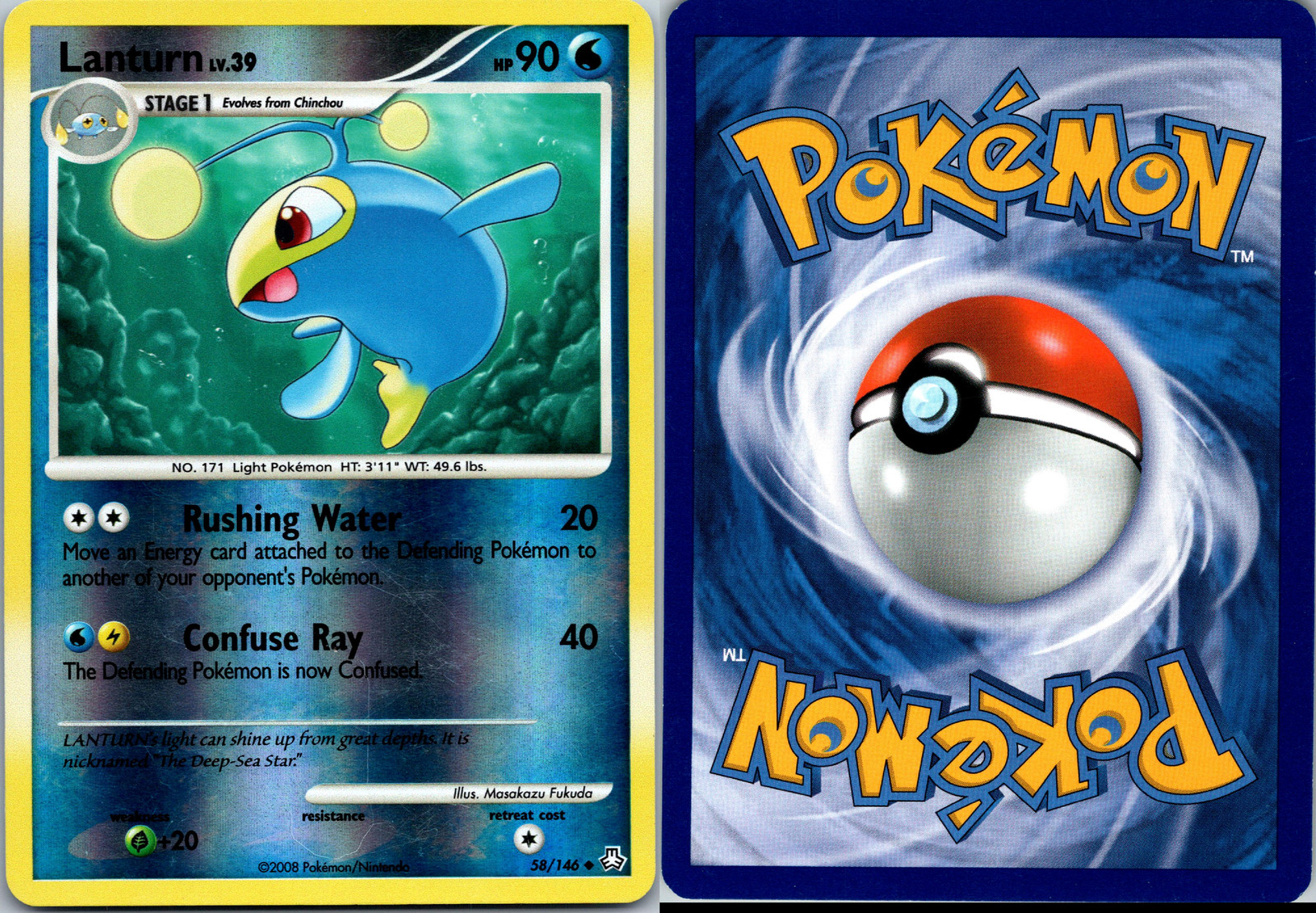 Lanturn Reverse Holo Legends Awakened 2008 # 58/146 Pokémon TCG