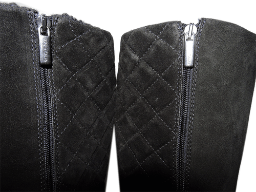 Aquatalia Black Suede Tall Callie Quilted Fur Lined Tall Boot Wedge Bootie 10.5 - Picture 6 of 10