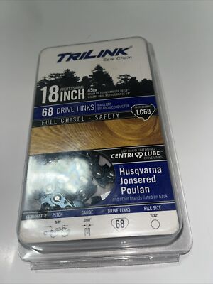 TRILINK S62 18  Saw Chain Poulan Black Max Husqvarna  68 Drive Links Full Chisel