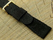 Gemex Vintage NOS Unused Watch Band Black Suede w Gold Tone Buckle 19mm