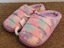 Girls Capelli New York Unicorn Scuff Slippers Size L 1/2 XL 3/4 fleece lining NW