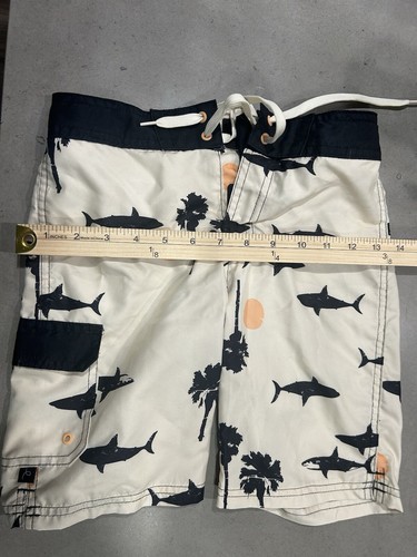 Art Class Boys Swim Trunks 7 Sharks Tan Black Lined - Picture 8 of 8