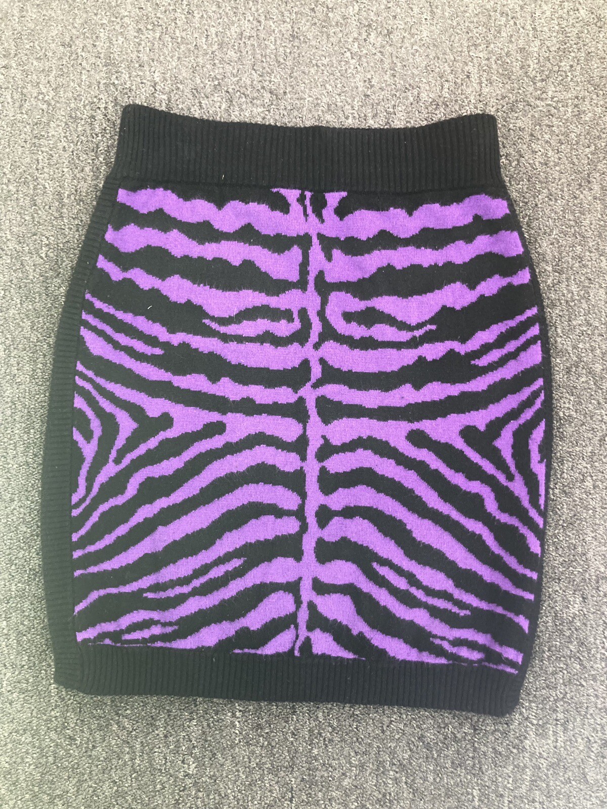 Milly Mini Skirt Zebra Print Purple Black Cashmere Blend Women’s Size Medium-image