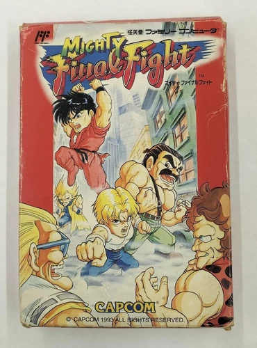 Mighty Final Fight NES Red Cartridge Action Game CAPCOM w/BOX Famicom USED a