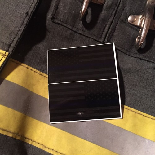 Subdued Reflective Thin Blue Line American Flags Mirrored 3"- POLICE FIRE DECAL - Bild 2 von 2