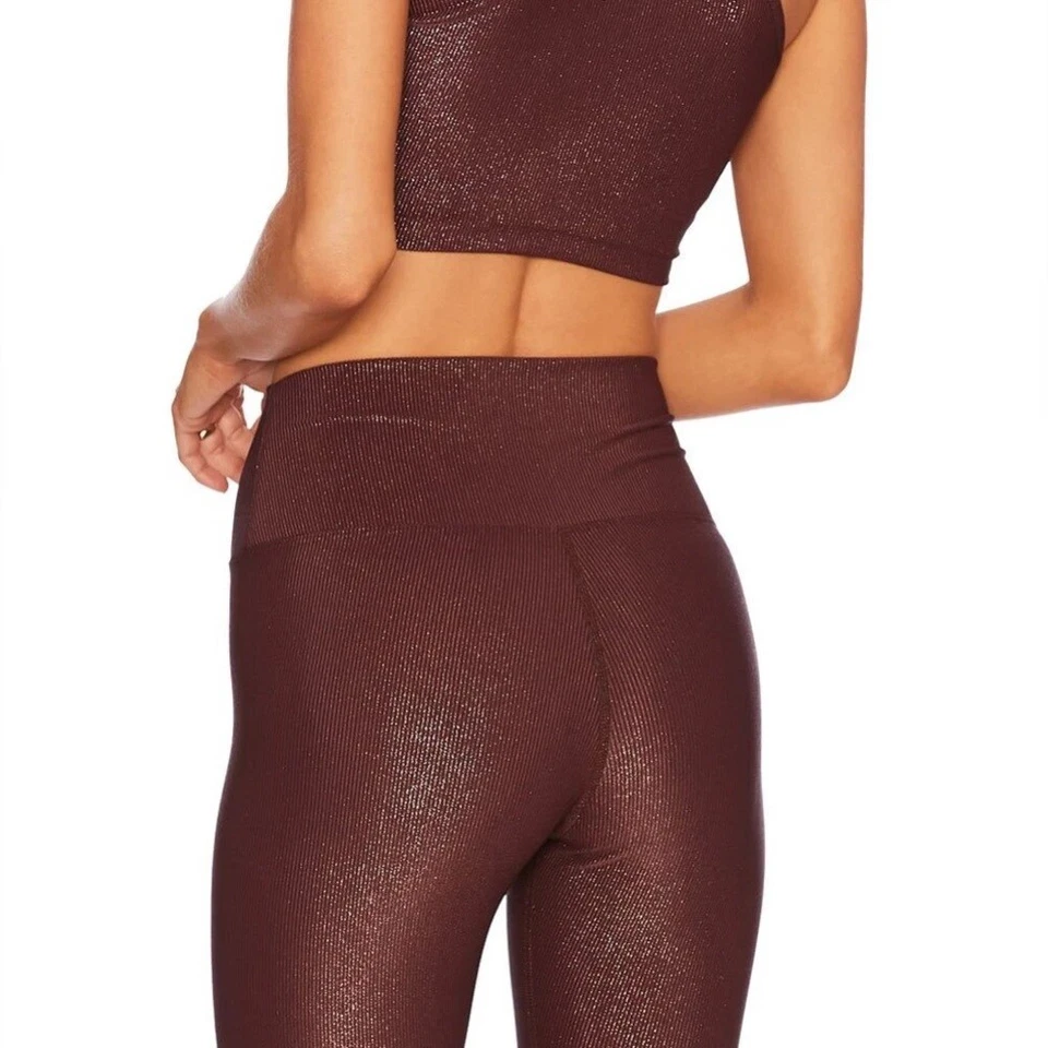 Beach Riot Ayla Legging Glitter Bitter Chocolate ribbed women’s size large - Image 3 of 4