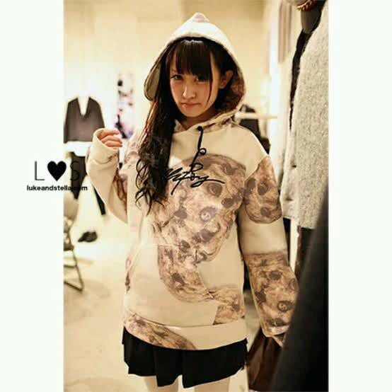 OFF WHITE Felpa con cappuccio Milk Boy Chocochip bianco sporco nero taglia S Harajuku