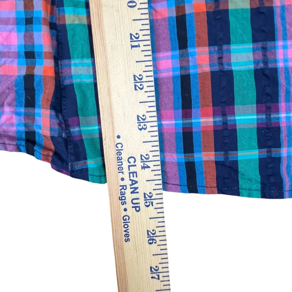 Рубашка женская Anne Klein L мульти клетчатая текстурированная деталь V-образный вырез на пуговицах - Изображение 3 из 4