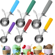6 PCS Stainless Steel Cookie Portion Scoop with Handle Multi Color 40-70mm
