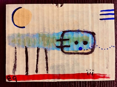 e9Art 7x5 'his constant stream of buzzwords ...' outsider art brut primitive raw