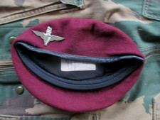 genuine PARACHUTE REGIMENT AIRBORNE MAROON BERET leather band SHAPED used 56cm M