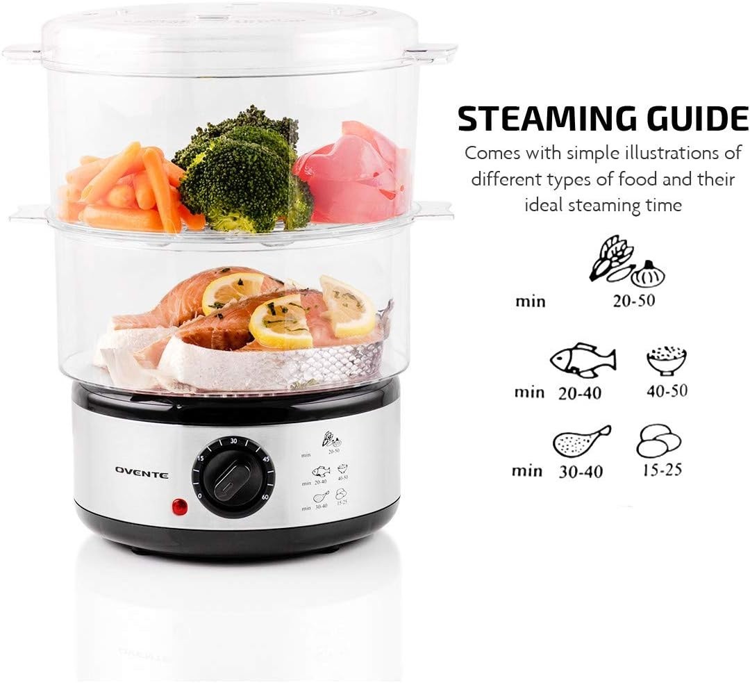 Versatile 2 Tier Electric Food Steamer - 400W with Auto Shutoff & 60-Min Timer