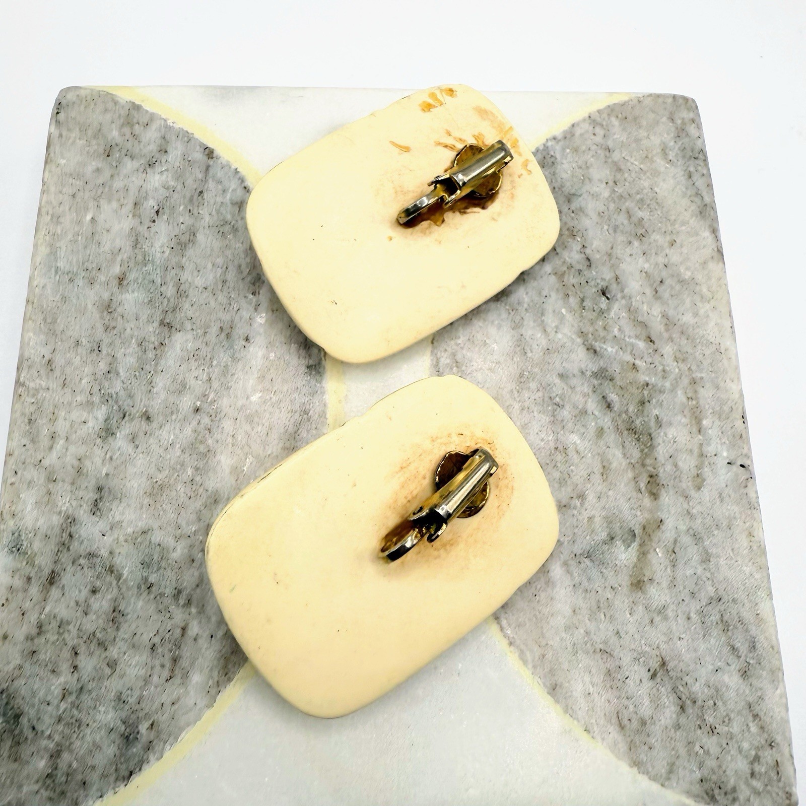 Vintage Designer Rectangular Ivory Large Clip Bac… - image 3