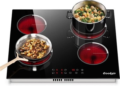 24'' Electric Cooktop 4 Burner Ceramic Stove with 9 Power Levels 6000W 220V