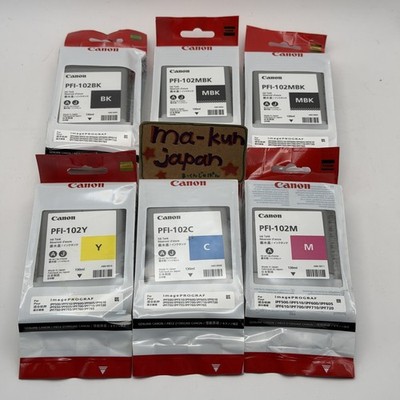 Canon PFI-102 BK MBKx2 M Y C 6 Ink Set Expired Genuine OEM Japan PROGRAF