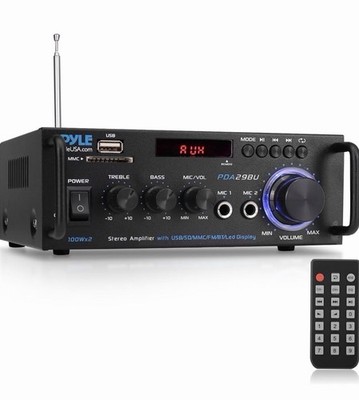 Pyle 200W Stereo Power Amplifier with Bluetooth - Dual Channel Audio Receiver -