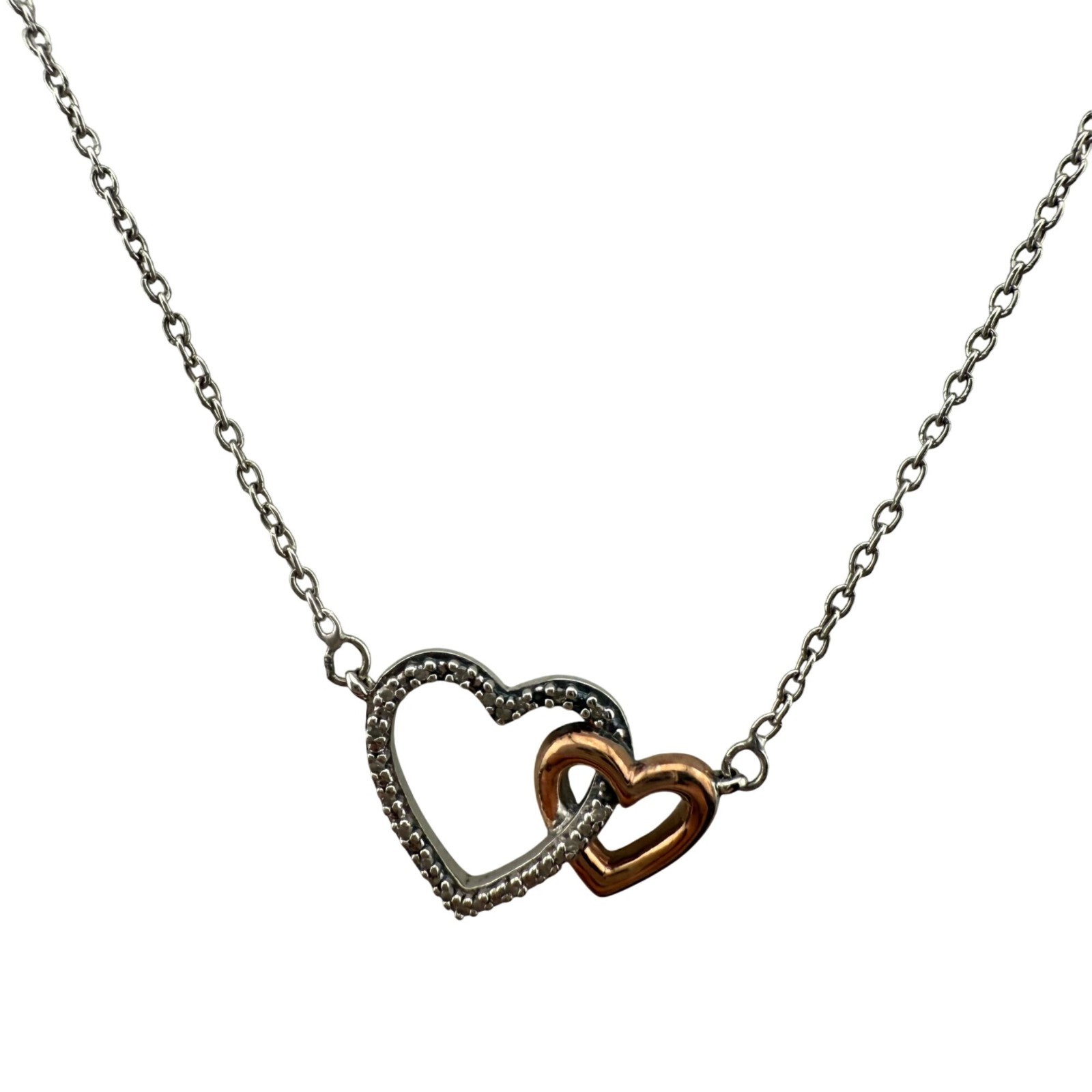 Sterling Silver Two-Tone Interlocking Hearts Neck… - image 7