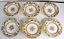 Meridian Italy Ceramic Soup Bowls Salad Plates Majolica Ceramiche Flowers 6 Pcs.