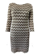 Long sleeve Bodycon Fitted Dress Gray snd silver Size Small