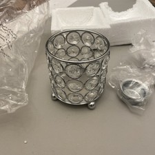 Elegant Designs Crystal 3.25" Elipse Decorative Centerpiece Holder in Chrome