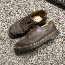 Vintage Dr Martens Wingtip Brogue Leather Shoes Size US 8 Brown Made in England