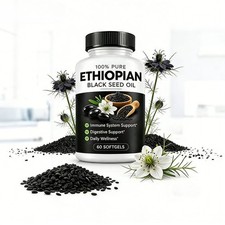 Ethiopian Black Seed Oil Softgels 4.64 Thymoquinone  Non-Gmo, Gluten-Free,60