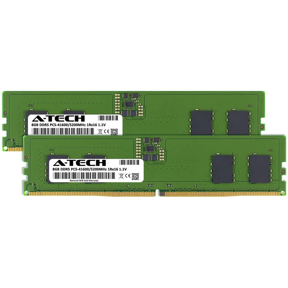 A-Tech 16GB 2x 8GB PC5-41600 DDR5 5200 MHz Non-ECC DIMM Desktop Memory RAM x2 - Image 2 of 4