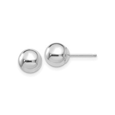 14k White Gold Ball Stud Earrings Women Minimalist High Polish Sphere Lightweigh