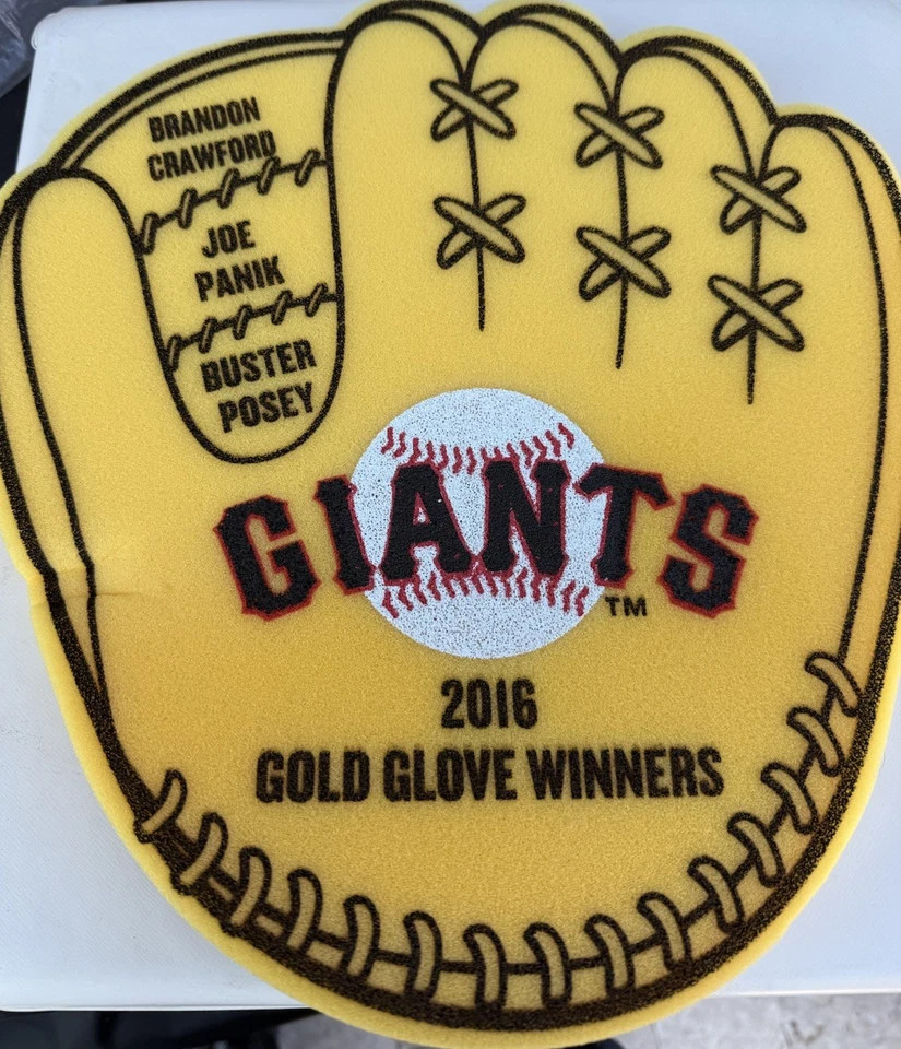 San Francisco Giants Gold Glove Foam Finger Mitt Crawford Panik Posey 2017 MLB - Image 2 of 4
