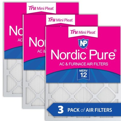 12x18x1 Nordic Pure Tru Mini Pleat MERV 12 AC Furnace Air Filters 3 Pack